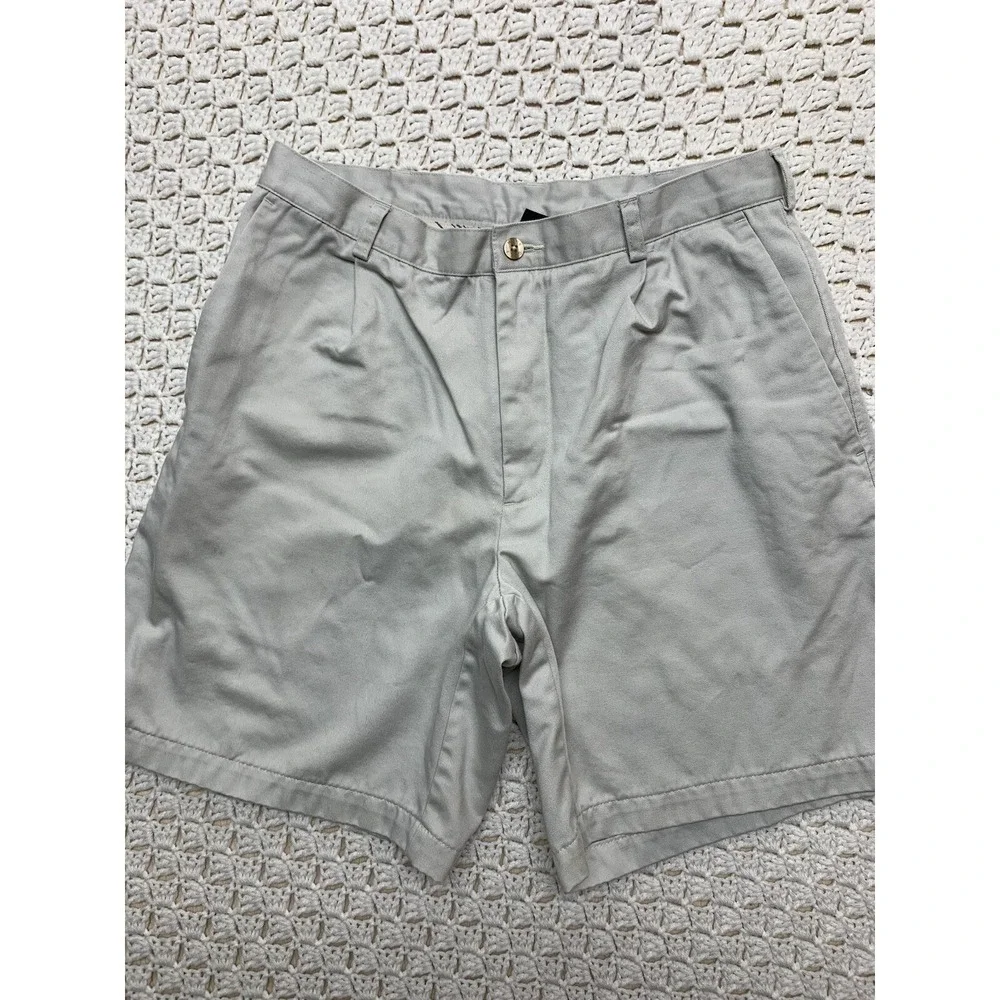 Nike Chino Shorts Mens Tag 34 Approx 32X9 Beige Pleated Front cotton‎ 192213